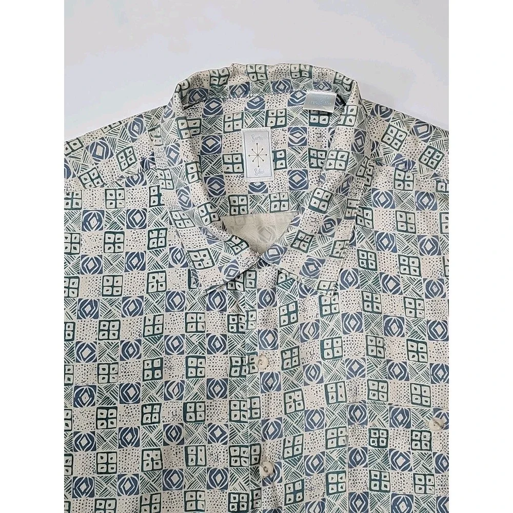 BURMA BIBAS Men's Short Sleeve Button-Up W/Pocket 100% SILK EXTRA‎ LARGE Shirt